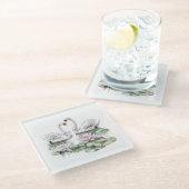 ロマンチックピンクロータスフローラス結婚ハーズ ガラスコースター (アングル)