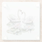 ロマンチックピンクロータスフローラス結婚ハーズ ガラスコースター (裏面)