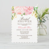 ロマンチックピンク牡丹ブライダルシャワー招待状 招待状 (スタンド正面)