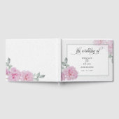 ロマンチックピンク牡丹ライス紙はだしの花嫁™ ゲストブック (全面)