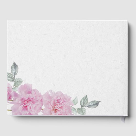 ロマンチックピンク牡丹ライス紙はだしの花嫁™ ゲストブック (裏面)