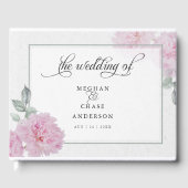 ロマンチックピンク牡丹ライス紙はだしの花嫁™ ゲストブック (正面)