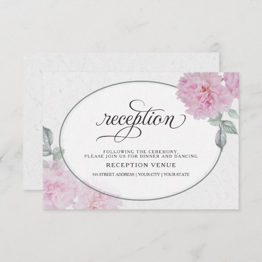 ロマンチックピンク牡丹ライス紙はだしの花嫁™ 招待状 (正面/裏面)