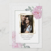 ロマンチックピンク牡丹ライス紙はだしの花嫁™ 招待状 (正面/裏面)