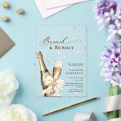 ロマンチックピンク花びらバブーブリーブルックブライダルシャワー アクリル招待状 (インサイチュ (ウェディング))