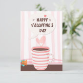 ロマンチックピンク落書きラブカップバレンタインデー カード (スタンド正面)