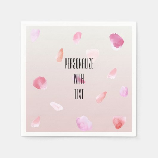 ロマンチックピンク赤面バラペタルフローラ スタンダードカクテルナプキン (正面)