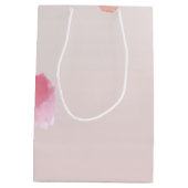 ロマンチックピンク赤面バラペタルフローラ ミディアムペーパーバッグ (裏面)