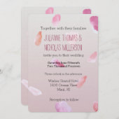 ロマンチックピンク赤面バラペタルフローラ 招待状 (正面/裏面)