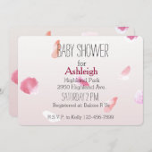 ロマンチックピンク赤面バラペタルフローラ 招待状 (正面/裏面)