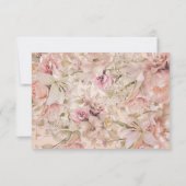 ロマンチックピンク赤面フローラモノグラムアーチ 出欠カード (裏面)