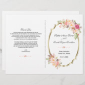 ロマンチックピンク赤面フローラ金ゴールド結婚式 プログラム (正面/裏面)