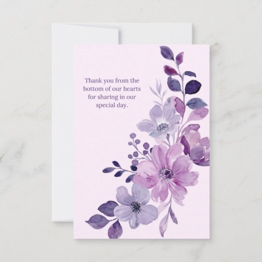 ロマンチックピンク&パープルフローラ結婚式招待状 招待状 (裏面)