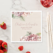 ロマンチックピンク&赤面ウォーターカラーアジサイの花 スタンダードランチョンナプキン (インサイチュ)