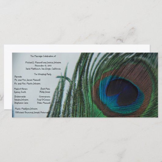 ロマンチックピーコック結婚式 プログラム (正面/裏面)