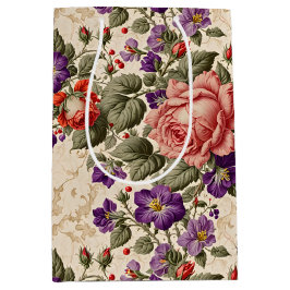 ロマンチックピーチアンドコーラルバラ ミディアムペーパーバッグ