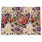 ロマンチックピーチアンドコーラルバラ ラージペーパーバッグ (正面)