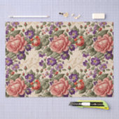 ロマンチックピーチアンドコーラルバラ 薄葉紙 (クラフト)