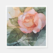 ロマンチックピーチバラフローラブライダルシャワー スタンダードランチョンナプキン (正面)
