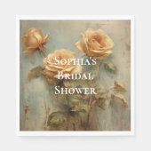 ロマンチックピーチバラフローラブライダルシャワー スタンダードランチョンナプキン (正面)