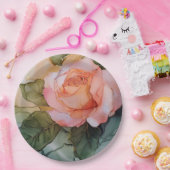 ロマンチックピーチバラフローラブライダルシャワー ペーパープレート (パーティー)