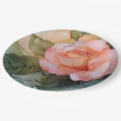 ロマンチックピーチバラフローラブライダルシャワー ペーパープレート (アングル)