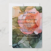 ロマンチックピーチバラフローラブライダルシャワー 招待状 (正面)