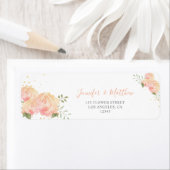 ロマンチックピーチバラフローラ差出人住所ラベル ラベル (インサイチュ)