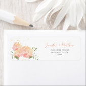 ロマンチックピーチバラフローラ差出人住所ラベル ラベル (インサイチュ)