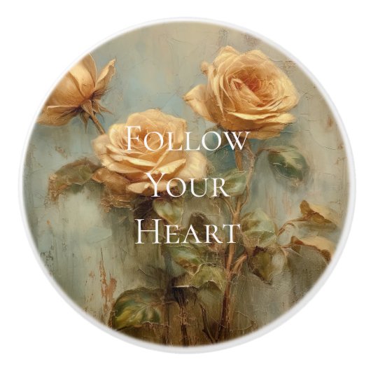 ロマンチックピーチバラフローラ セラミックノブ (正面)