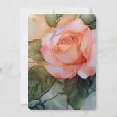 ロマンチックピーチバラ結婚フローラ 招待状 (裏面)