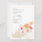 ロマンチックピーチパンパスグラスフローラボホサマー 招待状 (正面)