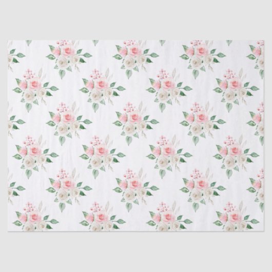 ロマンチックピーチホワイト結婚フローラティッシュペーパー 薄葉紙 (正面)
