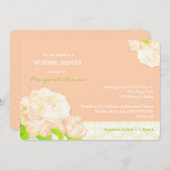 ロマンチックピーチ牡丹ウェディングシャワー 招待状 (正面/裏面)