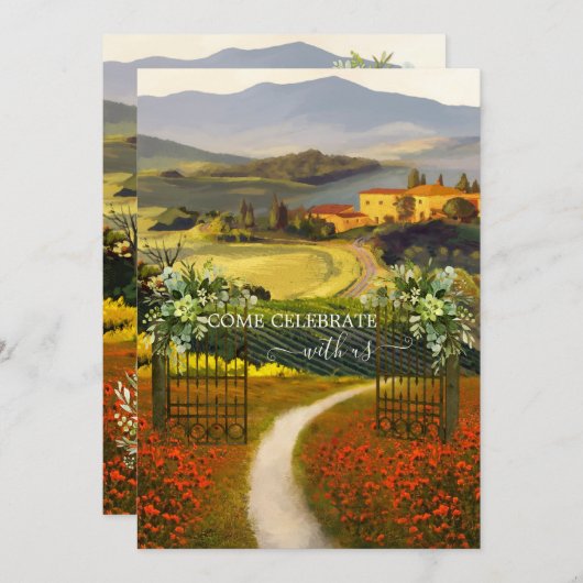 ロマンチックファインアートイタリアンカントリーウエディング 招待状 (正面/裏面)