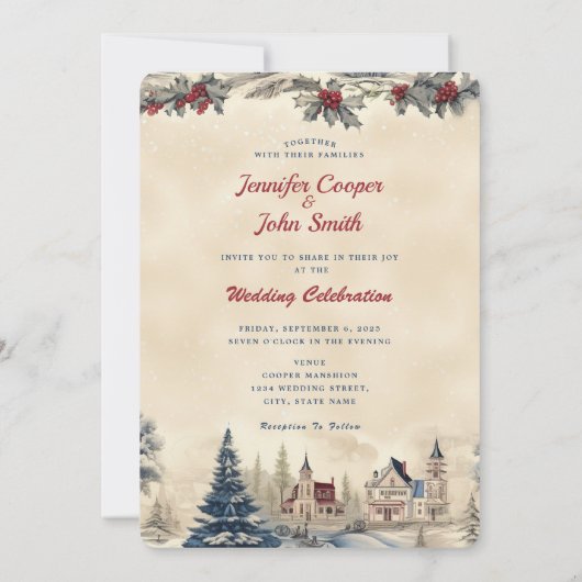 ロマンチックファンシーな何も愛する冬の結婚式 招待状 (裏面)