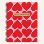 ロマンチックファンシーな赤とピンクのハート ノートブック (正面)