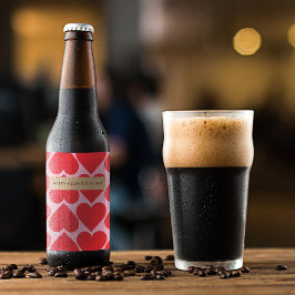 ロマンチックファンシーな赤とピンクのハート ビールラベル