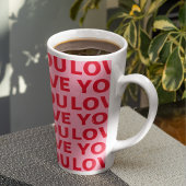 ロマンチックファンシーな赤とピンクの愛Youパターン カフェラテマグ