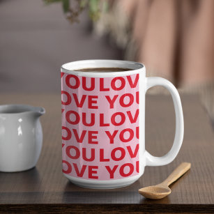 ロマンチックファンシーな赤とピンクの愛Youパターン コーヒーマグカップ