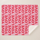 ロマンチックファンシーな赤とピンクの愛Youパターン シェルパブランケット (正面(横))