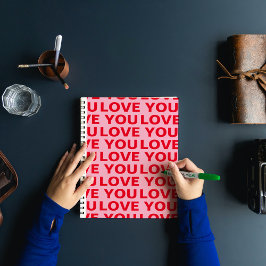 ロマンチックファンシーな赤とピンクの愛Youパターン ノートブック