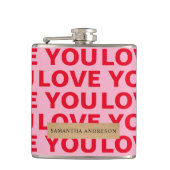 ロマンチックファンシーな赤とピンクの愛Youパターン フラスク (正面)