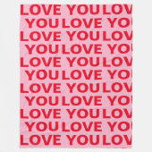 ロマンチックファンシーな赤とピンクの愛Youパターン フリースブランケット (正面)