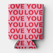 ロマンチックファンシーな赤とピンクの愛Youパターン 缶クーラー (正面)