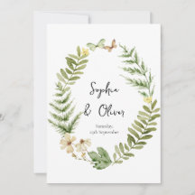 ロマンチックフィールドフラワーバタフライ結婚式招待状