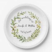 ロマンチックフィールドフラワー結婚リース ペーパープレート (正面)