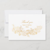 ロマンチックフェイクな金ゴールドホイル結婚フォト サンキューカード (裏面)