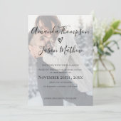 ロマンチックフェイクなVellumエフェクト結婚写真 招待状 (スタンド正面)