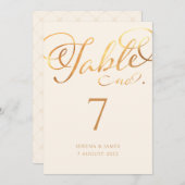 ロマンチックフェイク金ゴールド書道表番号 招待状 (正面/裏面)